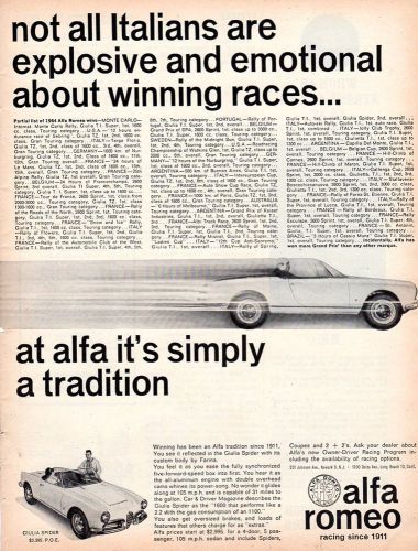 Vintage 1965  alfa  romeo  giulia  spider  advertisement - 8 &#034; x 11 &#034;