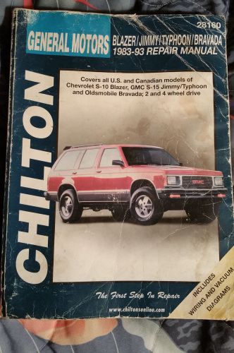 Chilton general motors blazer jimmy typhoon bravada 1983 - 93 repair manual used