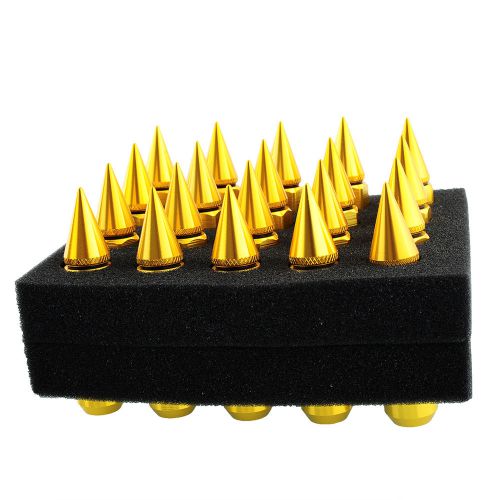 20pcs spiked aluminum 24k gold plated extended lug for car wheel rims 90mm