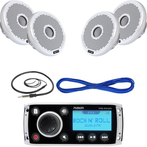 Fusion digital marine aux am fm radio, 4&#034; 2-way speakers w/wires, marine antenna