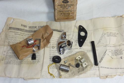 Nos ford chrome accessory spotlight bracket mount 1952 1953 mercury 1954 lh