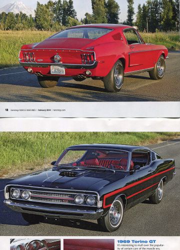 1968  ford mustang gt cj 428 &amp; 1969  torino cj 428 v8  8 page color article