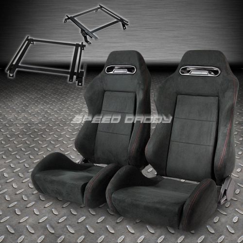 Pair type-r full reclining black suede racing seat+bracket for 90-93 integra da