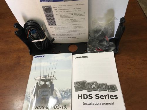 Lowrance hds 10 gimbal pack, operation manual, power cord, and fishfinder mount