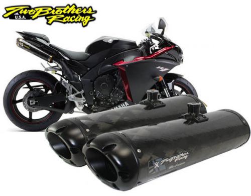 Two brothers dual bs m-2 carbon fiber slip-on exhaust 2009-2013 yamaha r1