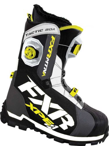 New fxr-snow tactic boa focus insulated boots,charcoal/white/hi-vis yellow,us-11