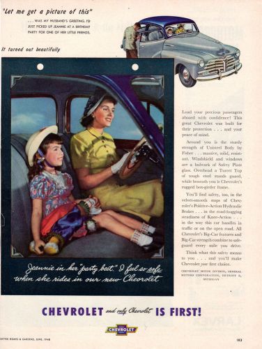 Vintage original 1948 chevrolet magazine advertisement- 9&#034; x 12&#034;