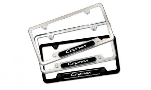 New genuine porsche cayman license plate frame polished stainless + warranty