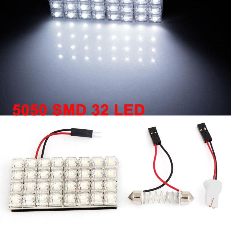 Auto car interior roof white 5050 smd 32 led light panel w t10 festoon adapter