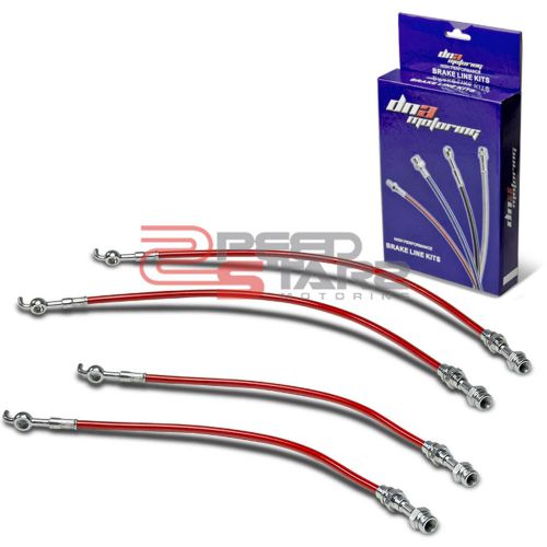 Stainless steel brake line/hose pvc coat 4pc 93-97 mazda mx6/626/probe v6 red