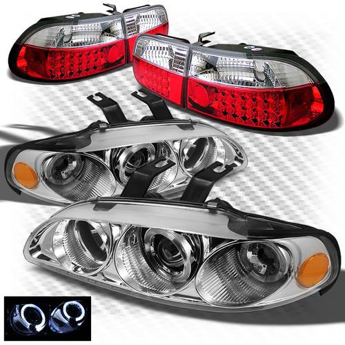 92-95 civic 3dr halo projector headlights + r/c philips-led perform tail lights