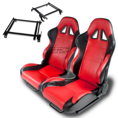 Type-5 racing seat black red woven+silder+for 90-93 acura integra da bracket x2