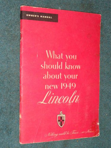 1949 lincoln owner&#039;s manual / original guide book!