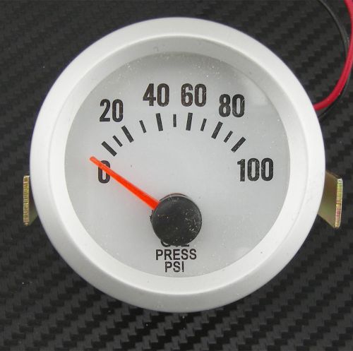 Silver shell pointer machine oil pressure meter gauges 0~100psi blue led light