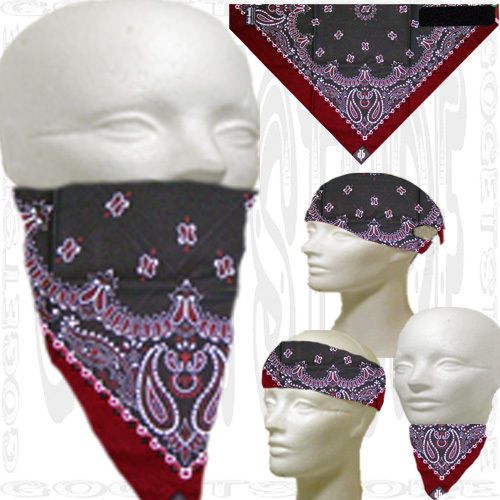 Black-red paisley face mask do skull cap doo neck warmer du biker rag wear hat