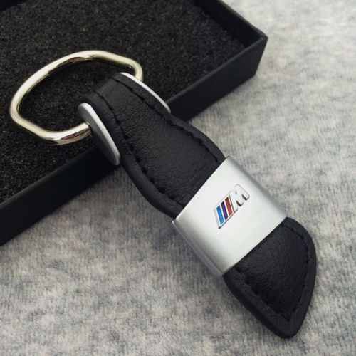 Genuine leather car logo zinc alloy key holder key chain ring for bmw ///m m3 m5