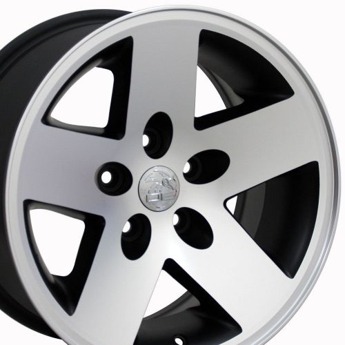 16&#034; black with a machined face wrangler style wheel matte 16x8 rim fits jeep