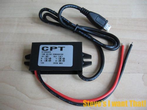 Dc-dc step down converter 12v to 5v 3amps 15 watts fully sealed micro usb #e6e