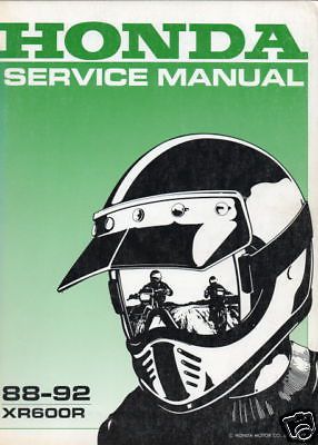 1988-92 honda motorcycle xr600r service shop manual