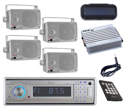 Aqcd60bts marine cd usb sd radio+ cover,4x silver box speakers,400w amp,antenna