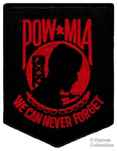 Pow-mia iron-on patch new military biker emblem - red black embroidered