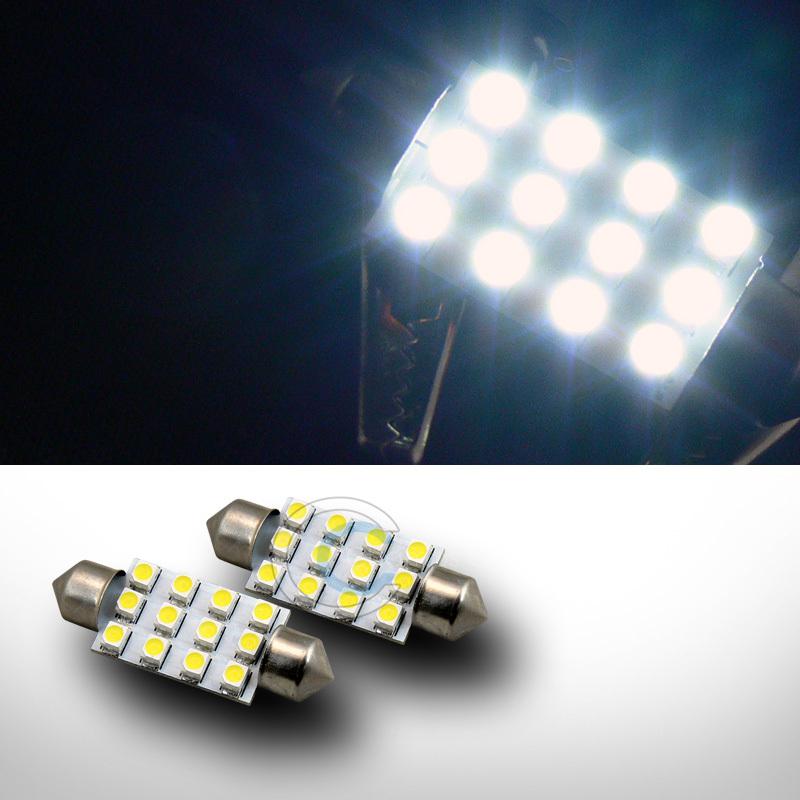 2x white 39mm festoon 12x smd led interior/door light bulbs 6411 6418 6423 6461