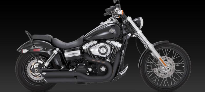 Vance & hines exhaust twin slash 3" slip-ons black harley dyna 2008-2014