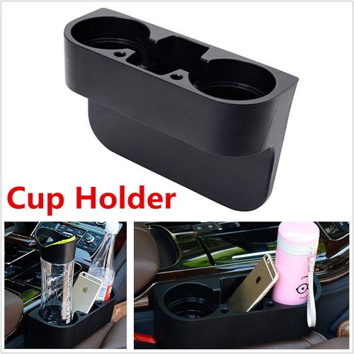 Black 2 cup holder drink beverage seat seam wedge car auto truck universal mount