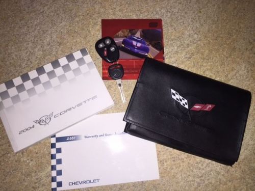 2004 chevrolet corvette factory owners manual set and case and spare key and fob