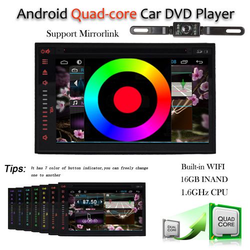 Android quad core double 2din car stereo gps navigation ipod radio sd bt +camera