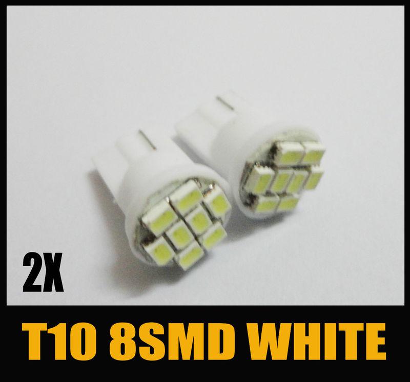 2x white t10 8-smd led wedge lights 168 194 2825 175 921 w5wb 2821 1251 #hf11