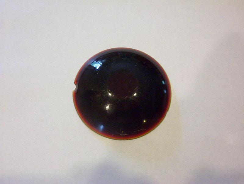 Vintage 3 dark red round glass lenses  about 1/2" & 5/8" high all have chips