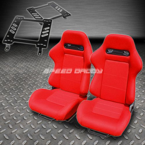 Pair type-r red cloth reclining racing seat+bracket for firebird trans am 3g