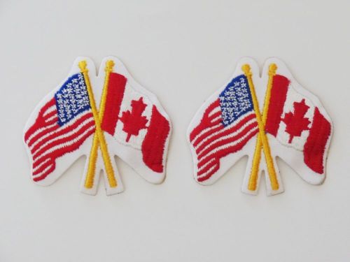 2 nos vintage american canadian flag patches chopper bobber leather vest jacket