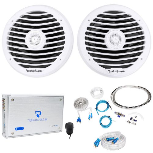 (2) rockford fosgate pm282x 8&#034; 400w marine component speakers+amplifier+amp kit