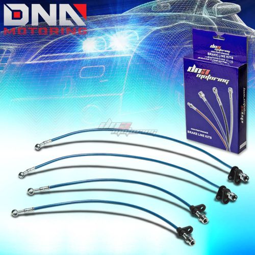 88-91 honda prelude ba b20 blue stainless steel braided hose brake line/cables