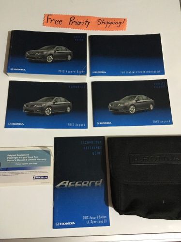 2013 honda accord sedan owners manual set w/case #0096 free priority shipping!