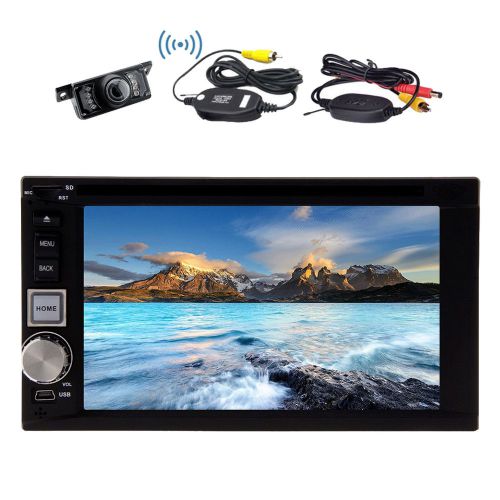 Double 2din cd/dvd/mp3/aux/usb bluetooth car stereo receiver rds+wireless camera