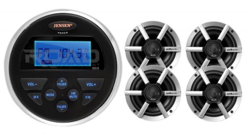 Round marine jensen aux usb amfm receiver,4 marine polk 6.5&#034; 2way ultra speakers