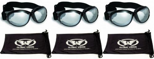 3 eliminator motorcycle riding goggles clear mirror googles padded burning man