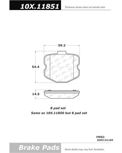 Centric 105.11851 brake pad or shoe, rear-posi-quiet ceramic w/shims & hardware