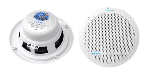 New lanzar aqua aq5dcw pair 300 watt 5.25&#039;&#039; dual cone marine boat speakers white