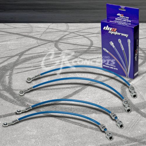 High performance stainless steel braided brake line 85-89 toyota mr2 aw11 blue