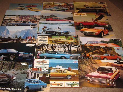 1971, 72, 73 chevrolet dealer sales brochure lot (19) camaro, corvette, chevelle