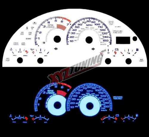 Blue reverse el indiglo glow white gauge face for 97-02 camaro z28 5.7l v8