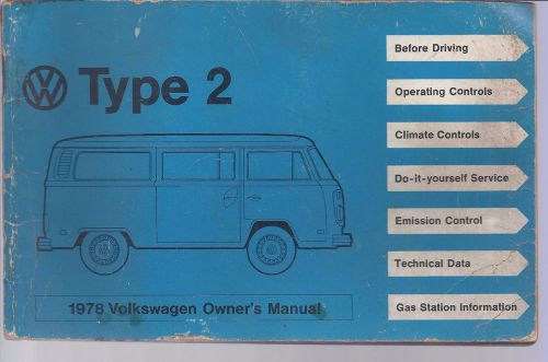 1978 volkswagen type 2 owners manual