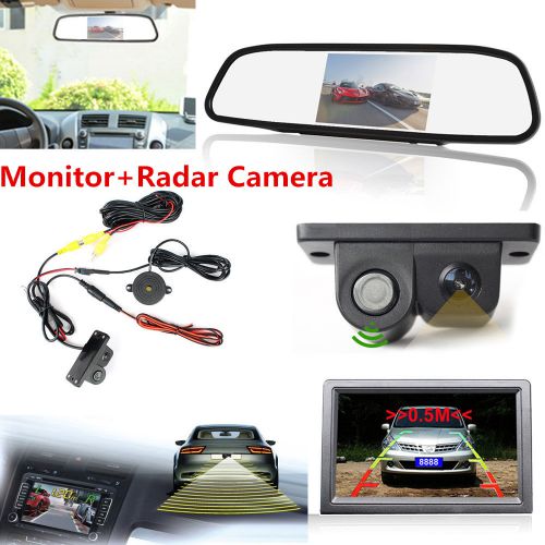 Night vision radar ccd car reverse camera + 4.3inch rear view mirror lcd monitor