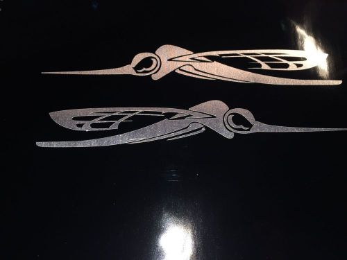 2  skeeter  boat decals  20 inch  brushed aluminum look  marine vinyl