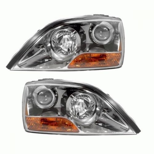 Headlight headlamp halogen assembly pair set both driver passenger side lh+rh