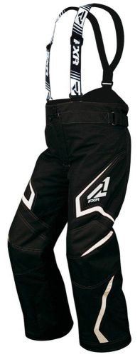 New fxr-snow helix child waterproof/polyester pants/bibs, black/white, us-2